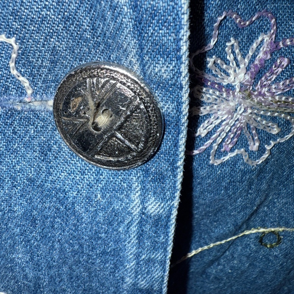 Vintage New Directions Embroidered Denim Jacket Boxy Oversized Cottagecore Boho - Picture 5 of 7